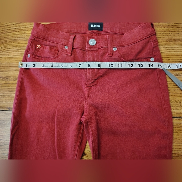 Hudson women's Krista ankle skinny jeans, ripped, distressed red,stretch, sz 27. - Picture 11 of 16